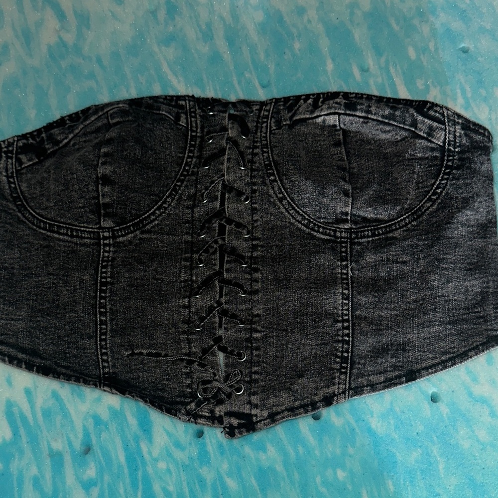 SHEIN Dark Gray Denim Corset